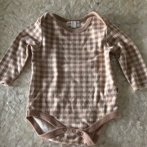 Plaid Kids Bodysuit in Tan and Cream